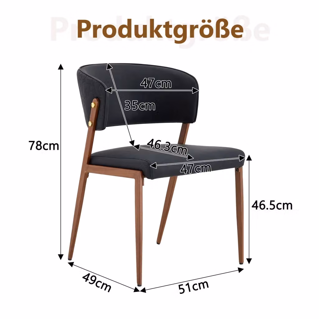 Set da 2 pezzi di sedie da pranzo moderne REDOM in ecopelle nera con finitura opaca – 2