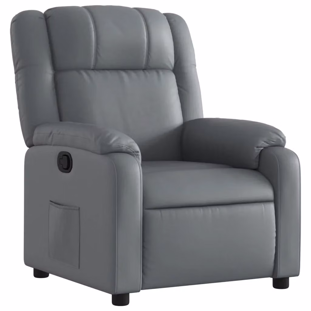 Poltrona Reclinabile Relax vidaXL in Similpelle Grigia con Braccioli e Regolazione Manuale – 2