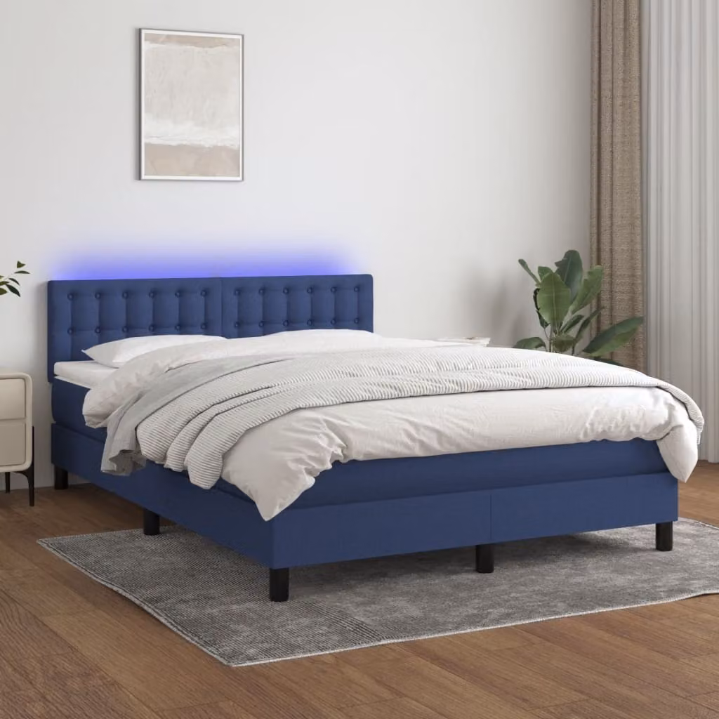 Maison Exclusive - Letto a Molle con Materasso e LED Blu 140x200 cm in Tessuto