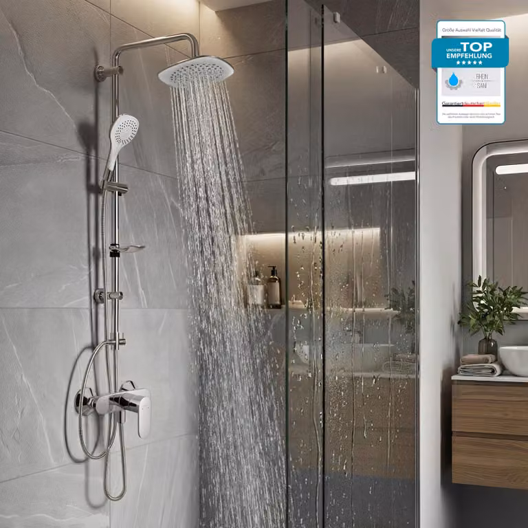 HANSGROHE Miscelatore doccia Vernis Blend, sistema doccia con miscelatore monocomando e soffione doccia BELVIT o doccetta, montaggio a parete, rubinetteria cromata