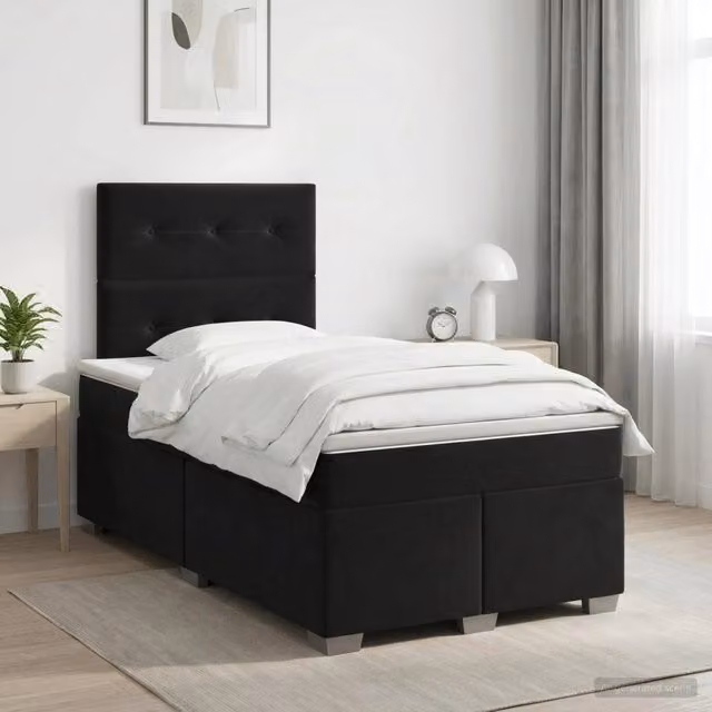 Letto box spring con materasso vidaXL in velluto nero L/P: 120 x 200 cm – 1