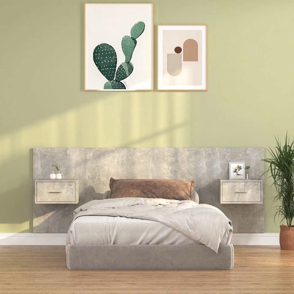vidaXL Testiera Letto con Comodini Integrati in Legno Multistrato Grigio L: 120 cm, P: 80 cm, H: 80 cm – 1