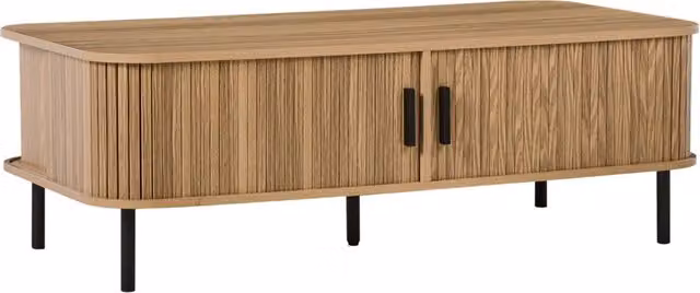 Tavolino da caffè rettangolare BELIANI in legno e metallo stile retrò vintage, colore marrone e nero, L/P/H: 120 x 60 x 41 cm