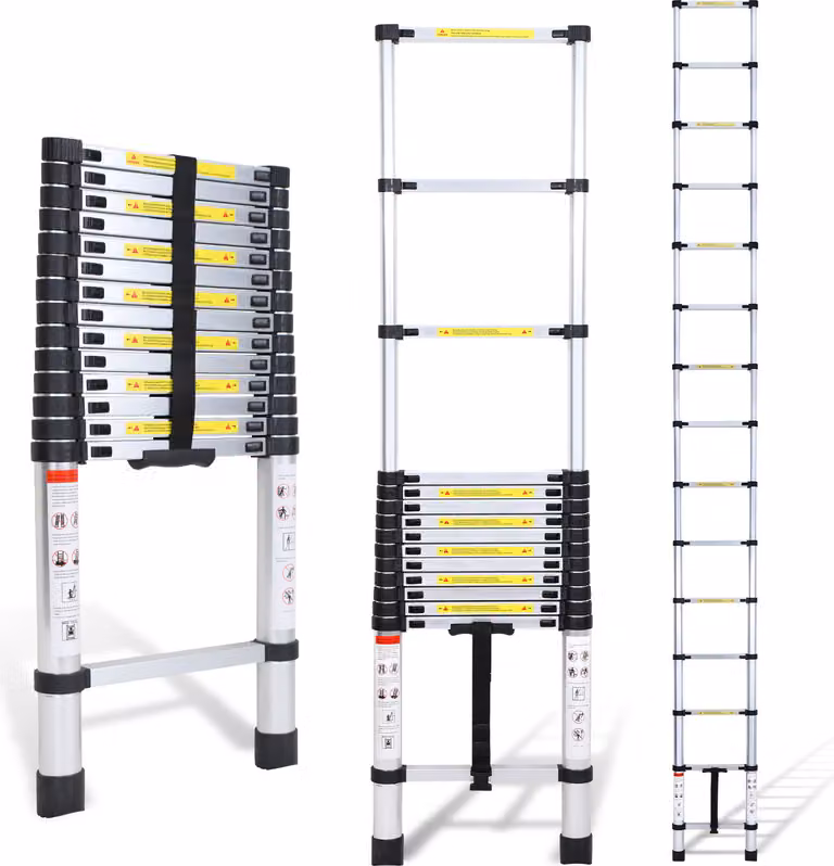Scala telescopica professionale Jayseuw 4,4 M in alluminio 150 kg di portata scala multiuso piedi in gomma antiscivolo