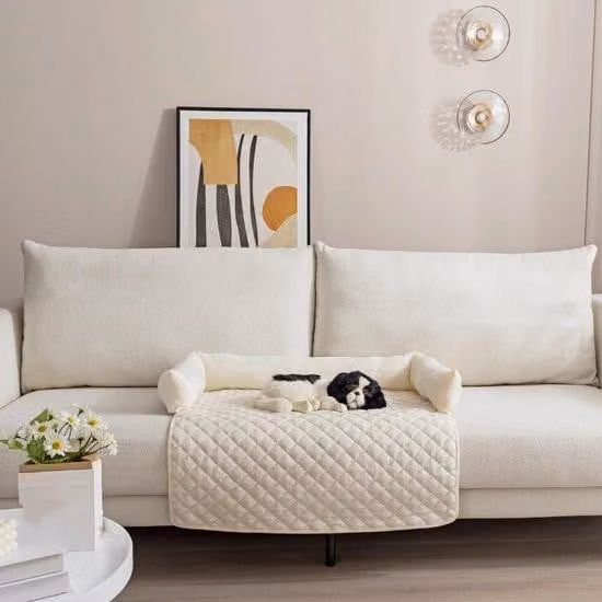 Cuccia morbida per cani 75x75 cm, beige, lavabile