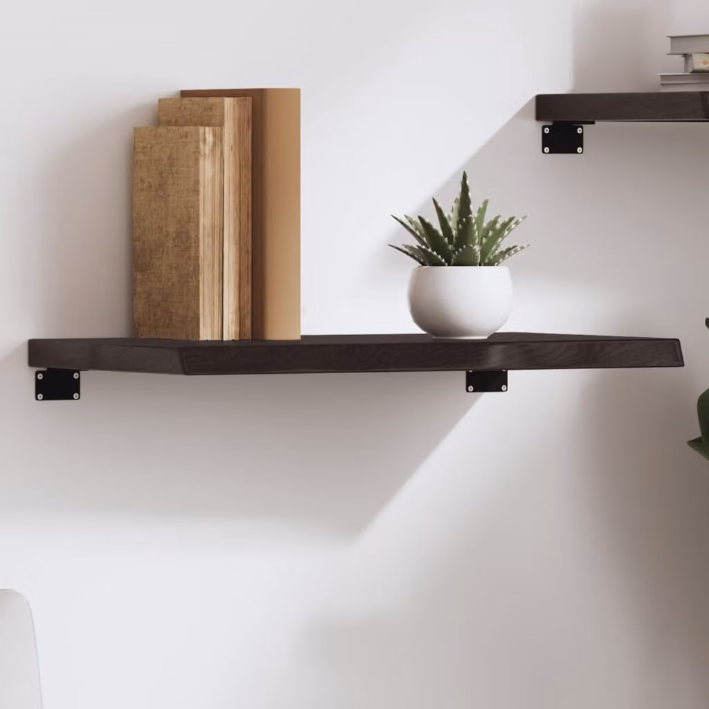 Ripiano a parete vidaXL in rovere massello marrone scuro L: 60 cm, P: 40 cm, H: 2-4 cm