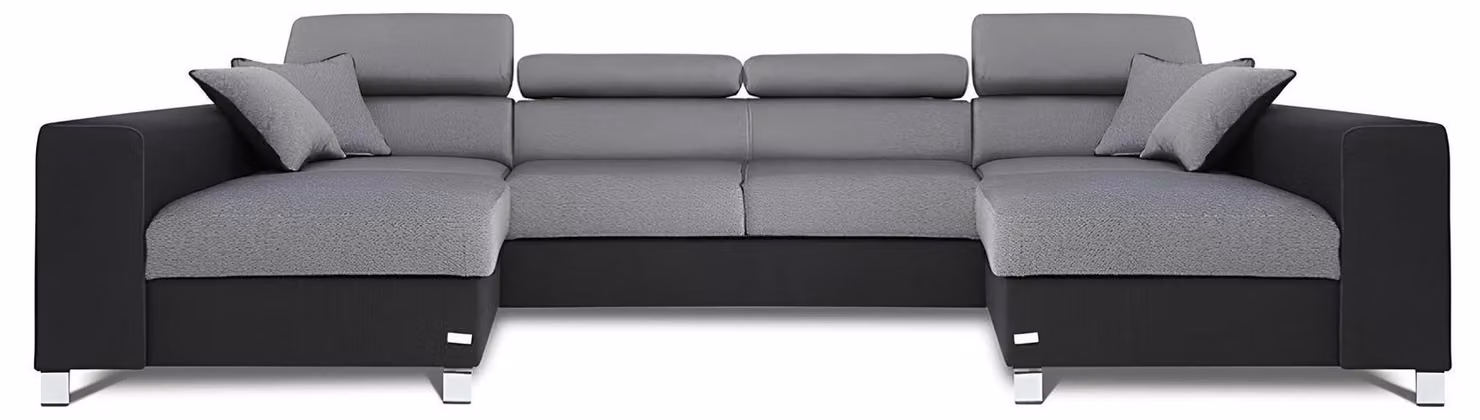 Wohnlandschaft Bettfunktion Stoff Ecksofa U-Form Sofa Couch Design Couch Textil