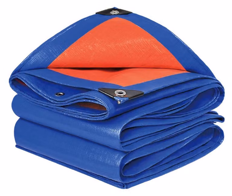 Telo coprioggetto 5x20 m, 160 g/m², telo multifunzione in PE, blu-arancione, resistente alle intemperie