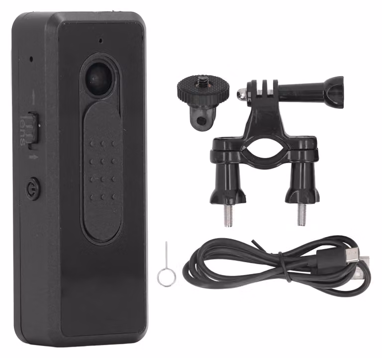 Piccola videocamera digitale, HD 1080p, doppio obiettivo, grandangolo, videocamera indossabile con clip magnetica sul retro