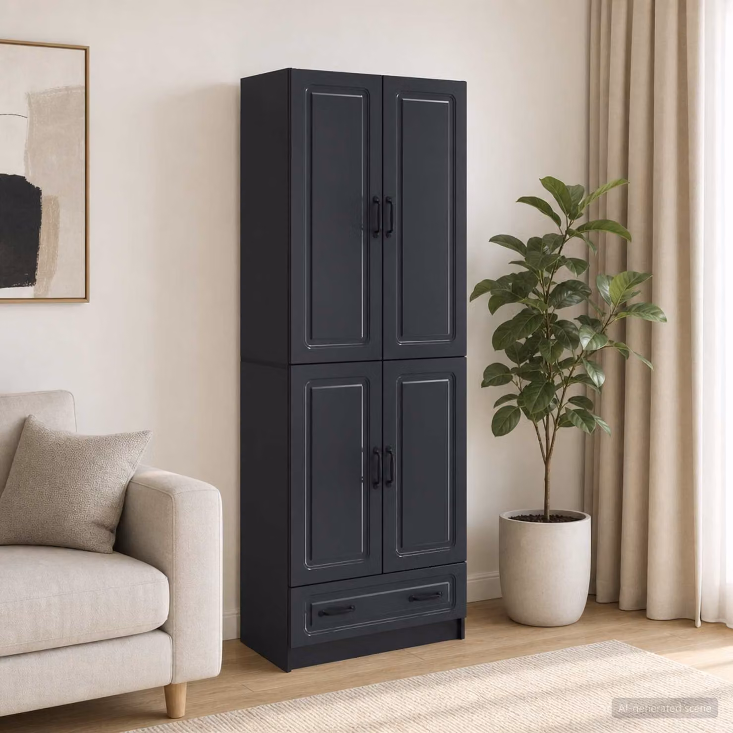 Set di 2 armadi da giardino vidaXL in legno ingegnerizzato nero con ripiani e cassetti L/P/H: 92 x 34,5 x 66 cm