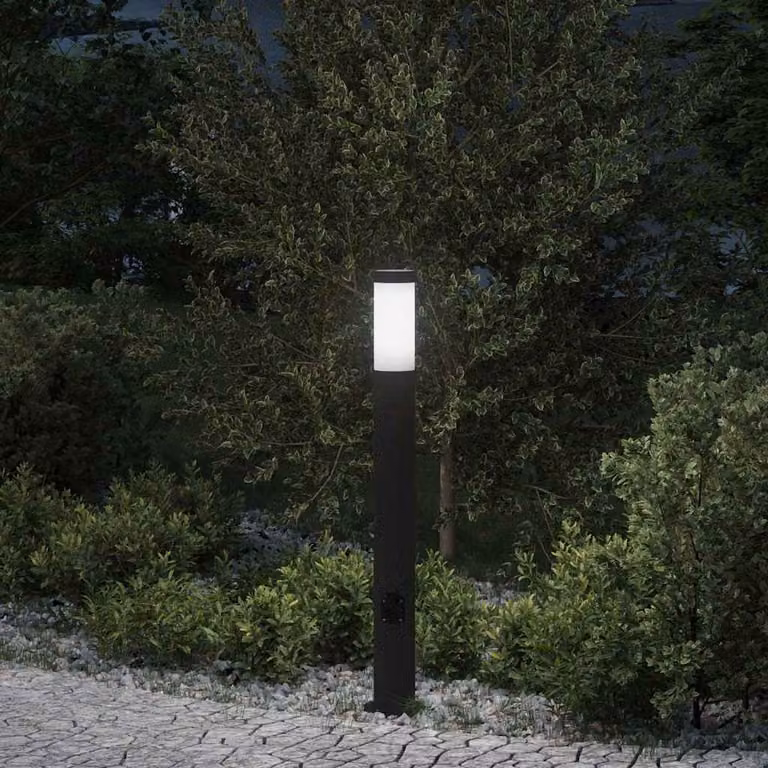 vidaXL Lampada a paletto moderna in acciaio inox con presa elettrica IP44, Altezza: 80 cm