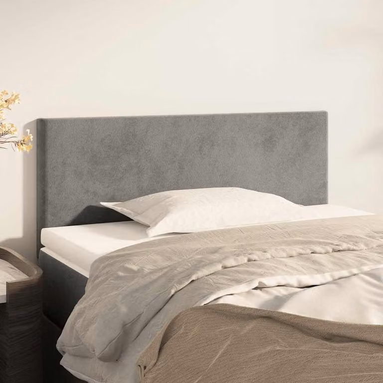 Testiera per letto vidaXL in velluto grigio chiaro, L: 100 cm, P: 5 cm, H: 78-88 cm