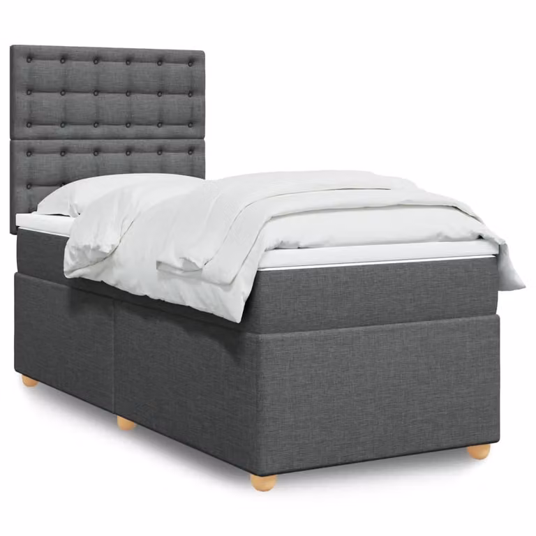 vidaXL Giroletto a Molle Ibrido con Materasso in Tessuto Grigio e Bianco L/P/H: 200 x 100 cm
