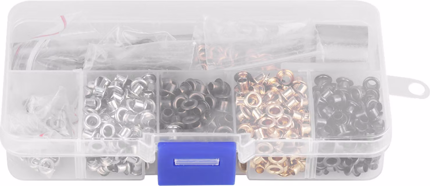 Set di occhielli con 420 pezzi (3 mm) e 3 utensili, per lavori artigianali e lavori in pelle