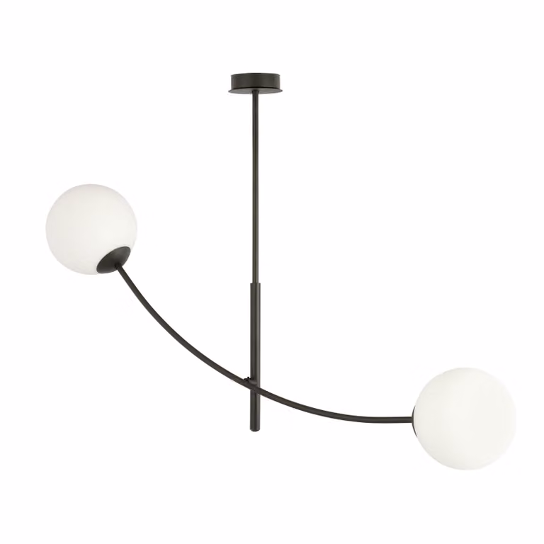 Lampada da soffitto Emibig 2xE14 40W HUNTER 2 NERO/OPAL 1102/2