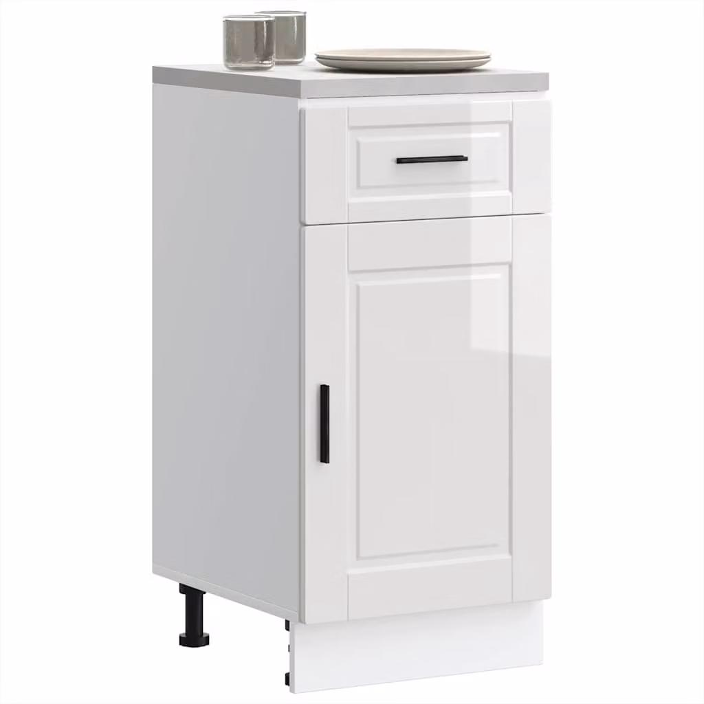 Base da cucina moderna vidaXL in legno bianco lucido con ante a battente L/P/H: 46 x 40 x 81,5 cm