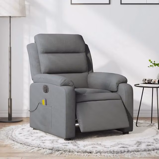 Poltrona Reclinabile Elettrica vidaXL in Tessuto Grigio con Braccioli per il Relax in Soggiorno