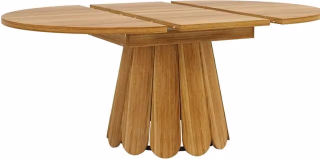 Tavolo da pranzo rotondo allungabile in MDF 118-158 cm, colore marrone, per 6 persone