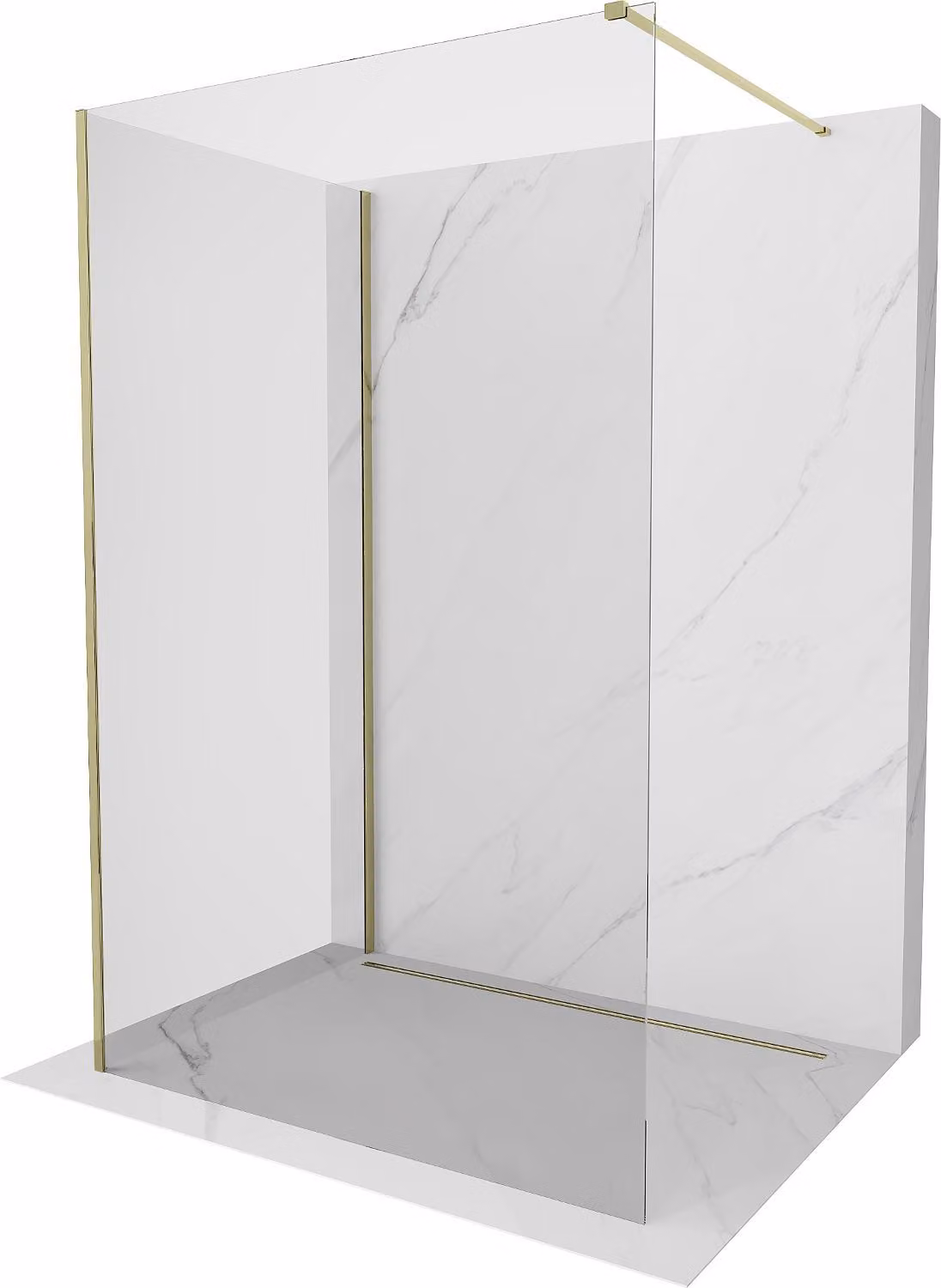 Mexen Kioto parete doccia Walk-in 110 x 110 cm, trasparente, dorata - 800-110-212-50-00-110