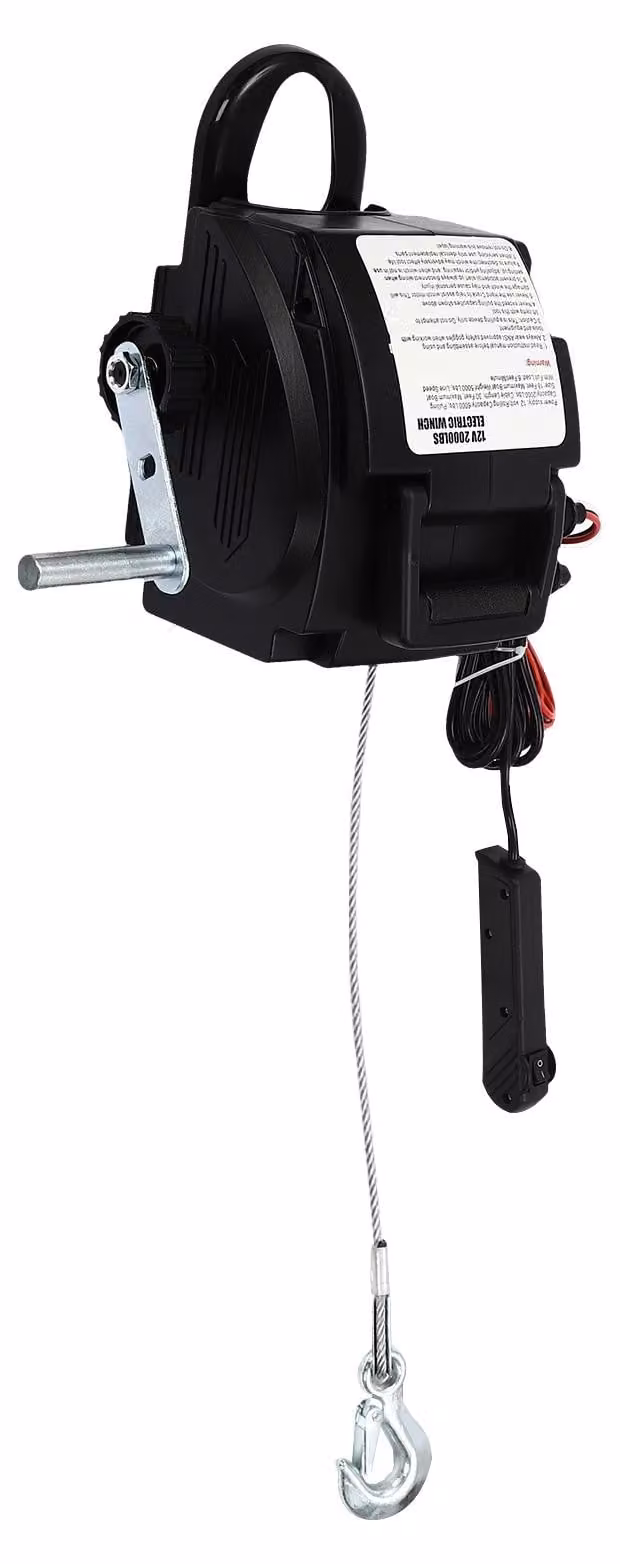 Avvolgitori elettrici da 12V - Per rimorchi per imbarcazioni / fuoristrada / ATV - Capacità di traino massima: 2721 kg (6000 lbs), capacità nominale: 907 kg - Motore da 300W - Cavo in acciaio - Telecomando a filo e controllo manuale