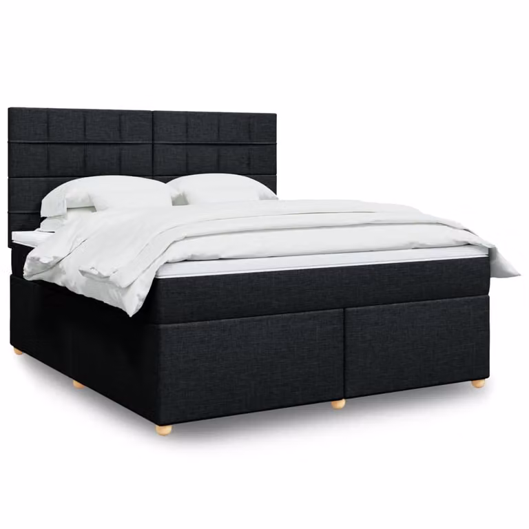 vidaXL Giroletto a Molle Ibrido con Materasso in Tessuto Nero L/P: 180 x 200 cm
