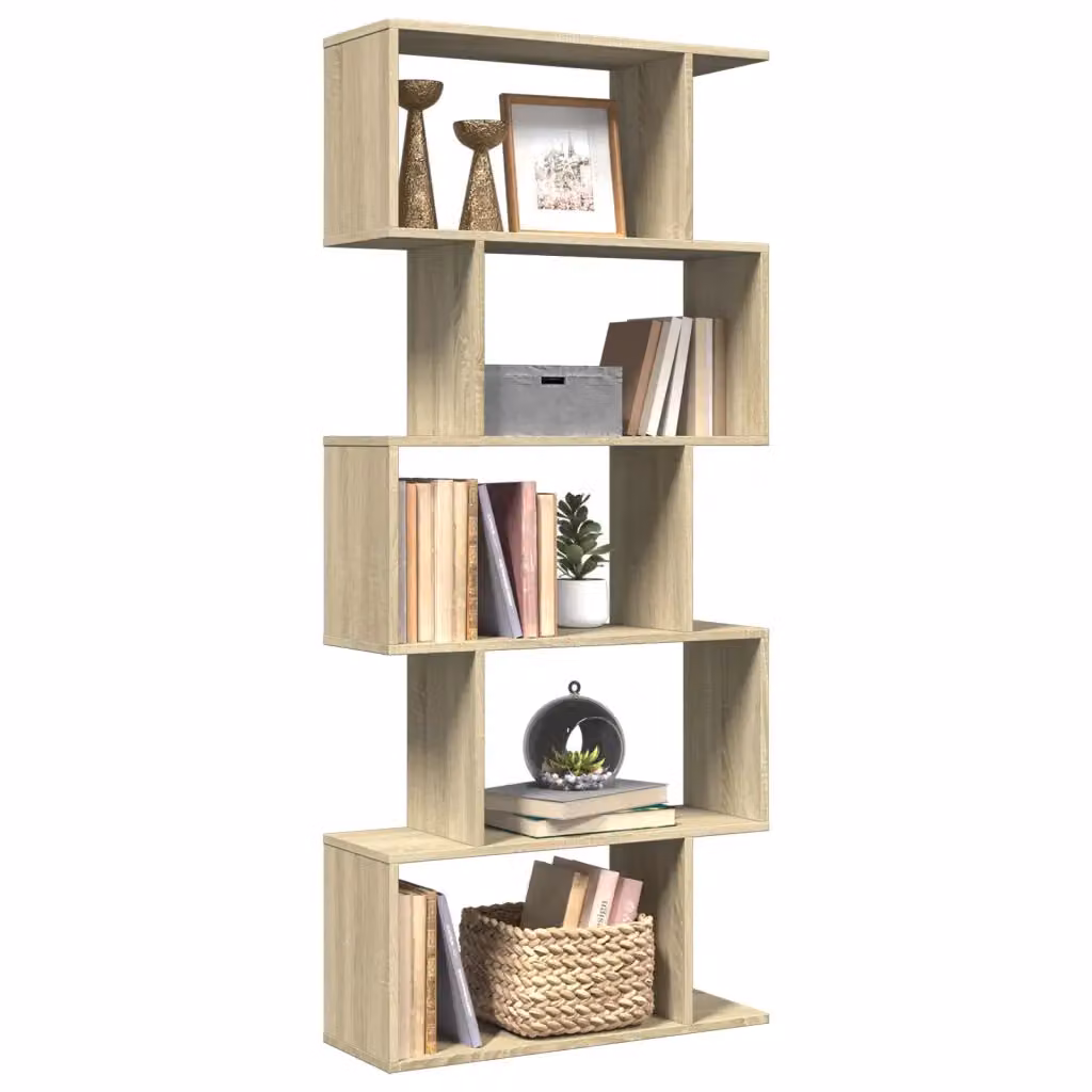 Libreria Divisorio vidaXL con 5 Ripiani in MDF, Colore Marrone/Beige, L 70 cm x P 24 cm x H 161 cm