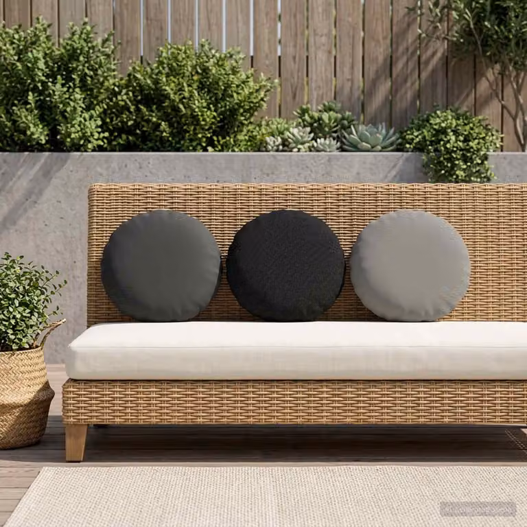 Set di 6 federe rotonde vidaXL HEERLEN in poliestere, Grigio, Ø 30 cm