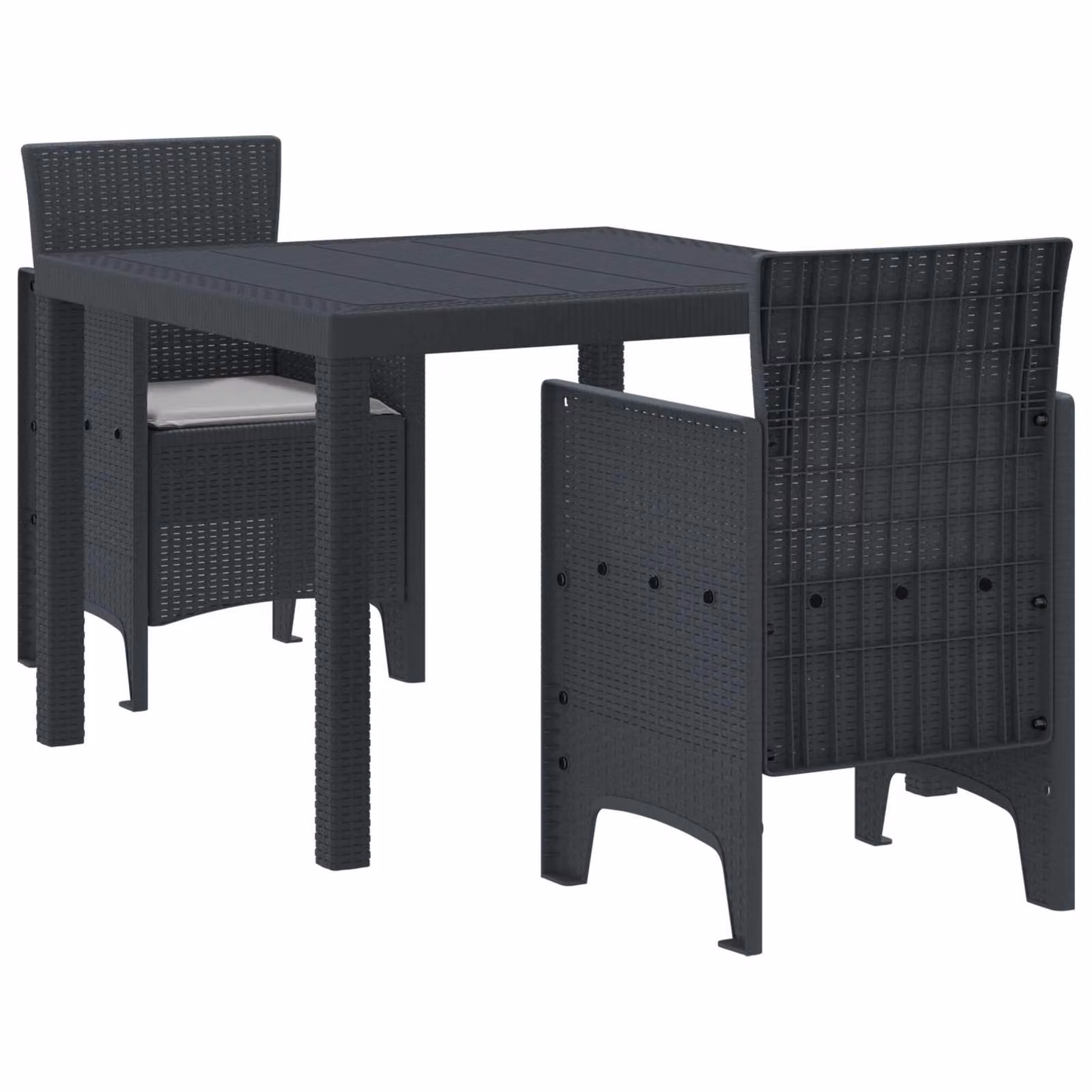 Set da pranzo per giardino e terrazzo vidaXL in rattan sintetico color antracite, 3 pezzi