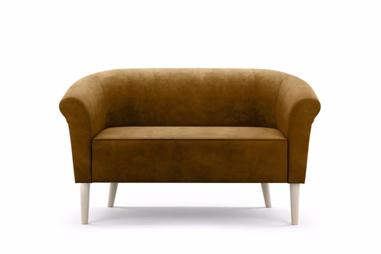 GUTTO Divano scandinavo a 2 posti --LILIE-- color marrone, rivestito in velluto, consegna in 7 giorni. Gambe in legno alto, disponibili in bianco o nero