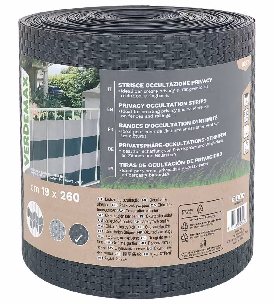Verdemax Striscia occultazione antracite 19x260 cm per esterni