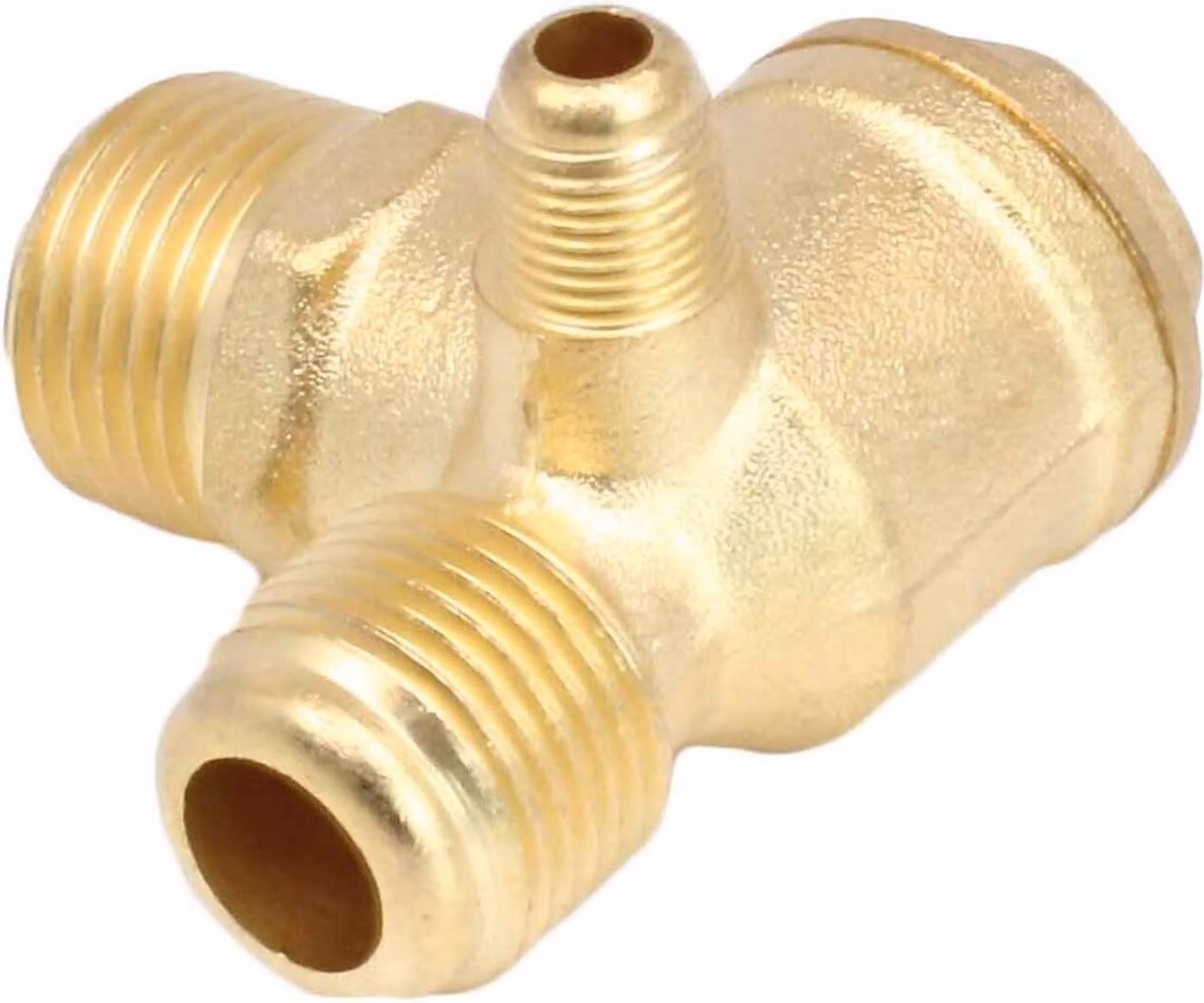 Valvola di non ritorno/di ritegno per compressore d'aria, filettatura esterna a 3 vie, in ottone 90 gradi