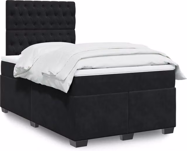 Letto Ibrido vidaXL con Materasso in Velluto Nero e Illuminazione Sotto il Letto con Porta USB, L/P: 120 x 200 cm
