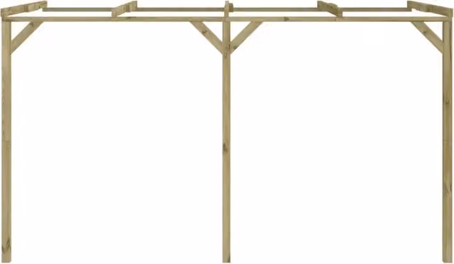 Pergolato da parete vidaXL in legno marrone e verde con tetto in policarbonato L: 400 cm, P: 200 cm, H: 220 cm