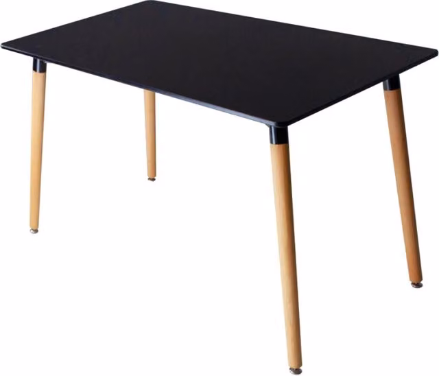 Tavolo da pranzo rettangolare Samira nero con gambe in faggio e finitura opaca L: 120 cm, P: 80 cm, H: 75 cm