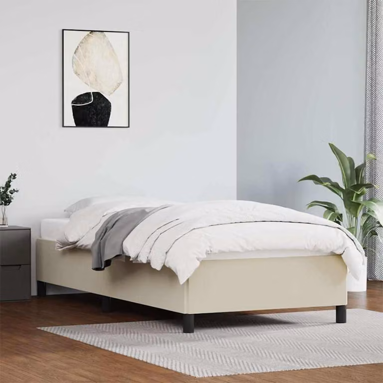 Giroletto vidaXL in similpelle beige con struttura in legno e doghe, L/P: 90 x 190 cm