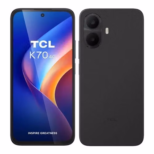 Smartphone TCL K70 4G LTE con display da 6,75 pollici, 128 GB di memoria, 4 GB di RAM e batteria da 5200 mAh, Midnight Black T522A 2CLCA112 – 2
