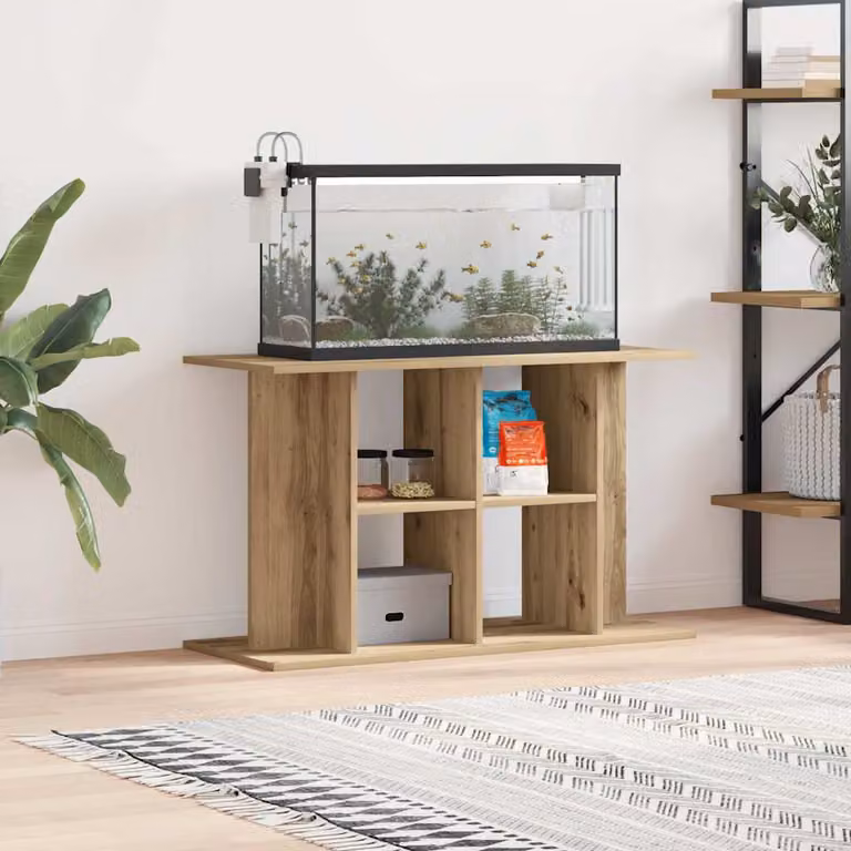 vidaXL Supporto per acquario artigianale in legno ingegnerizzato color rovere, L 100 cm x P 40 cm x H 60 cm