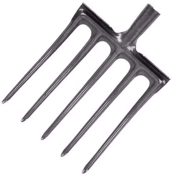 Forcella da giardino Unyqoos® con 5 denti – realizzata Acciaio al carbonio temprato e ricotto, compatibile con manici di Ø34 mm, robusta per l'uso in giardino e in agricoltura