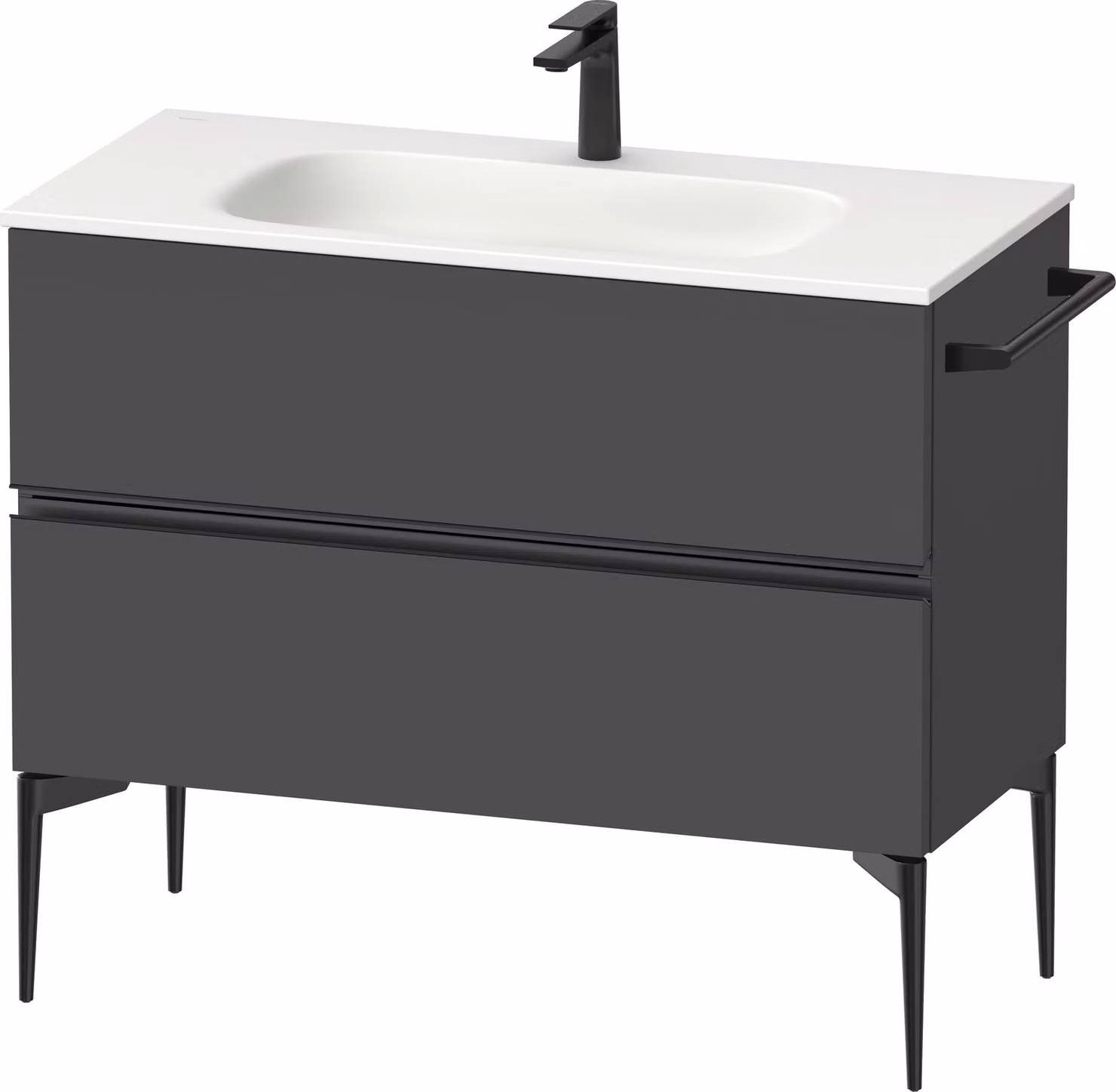 Duravit Sivida Meuble sous-lavabo, 2 tiroirs, poignée encastrée noir diamant mat, 1010x477x592mm, pour Sivida, SV46520BD490000, SV46520BD490000