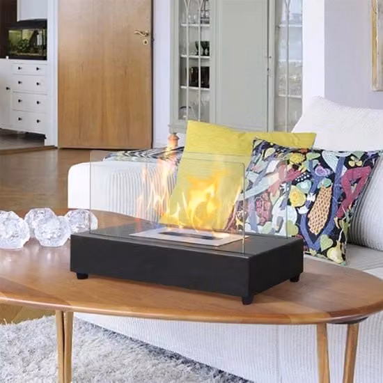 Tavola di Etanolo - Sfalerometro per Interno ed Esterno - Terrashaard - Bruciatore da Tavolo - Sfalerometri Reettangolari - Portatile Piatto di Fuoco - Nero