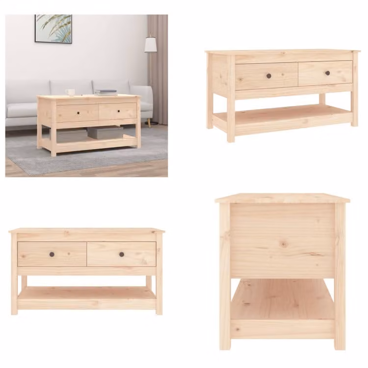 vidaXL Tavolino 102x49x55 cm in pino massiccio - Tavolino - Tavoli da caffè - Tavolino - Tavolino da divano