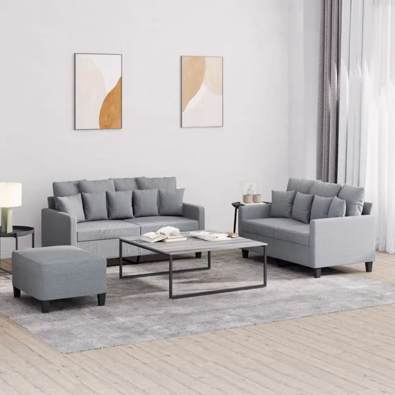 Maison Exclusive - Set divano 3 pezzi con cuscini in tessuto grigio chiaro