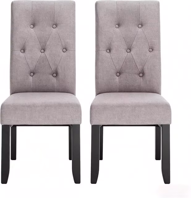 Set di 2 sedie da pranzo 107 cm, seduta 47 x 42 cm in lino grigio chiaro, schienale alto