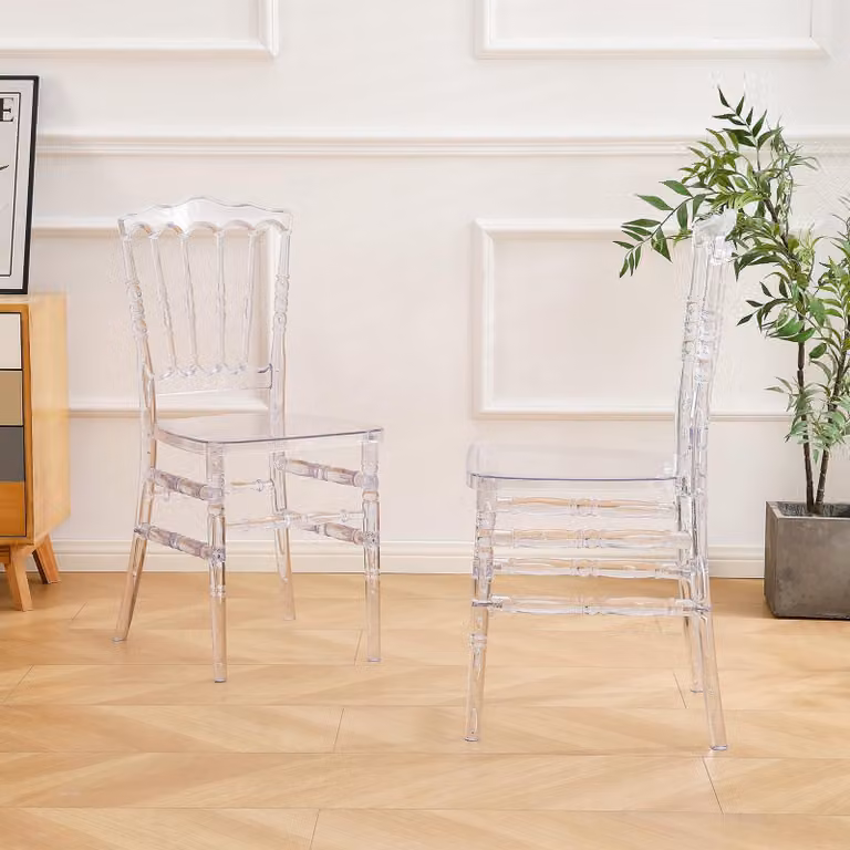 Set di 2 eleganti sedie da pranzo in acrilico trasparente