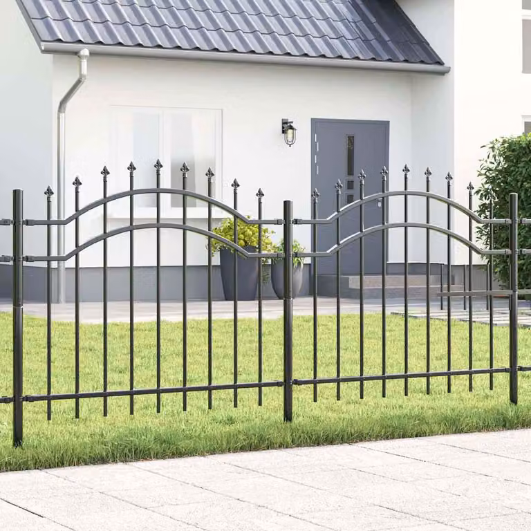 Recinzione per giardino vidaXL WOERDEN in acciaio verniciato a polvere, Grigio, L: 240 cm, H: 140 cm