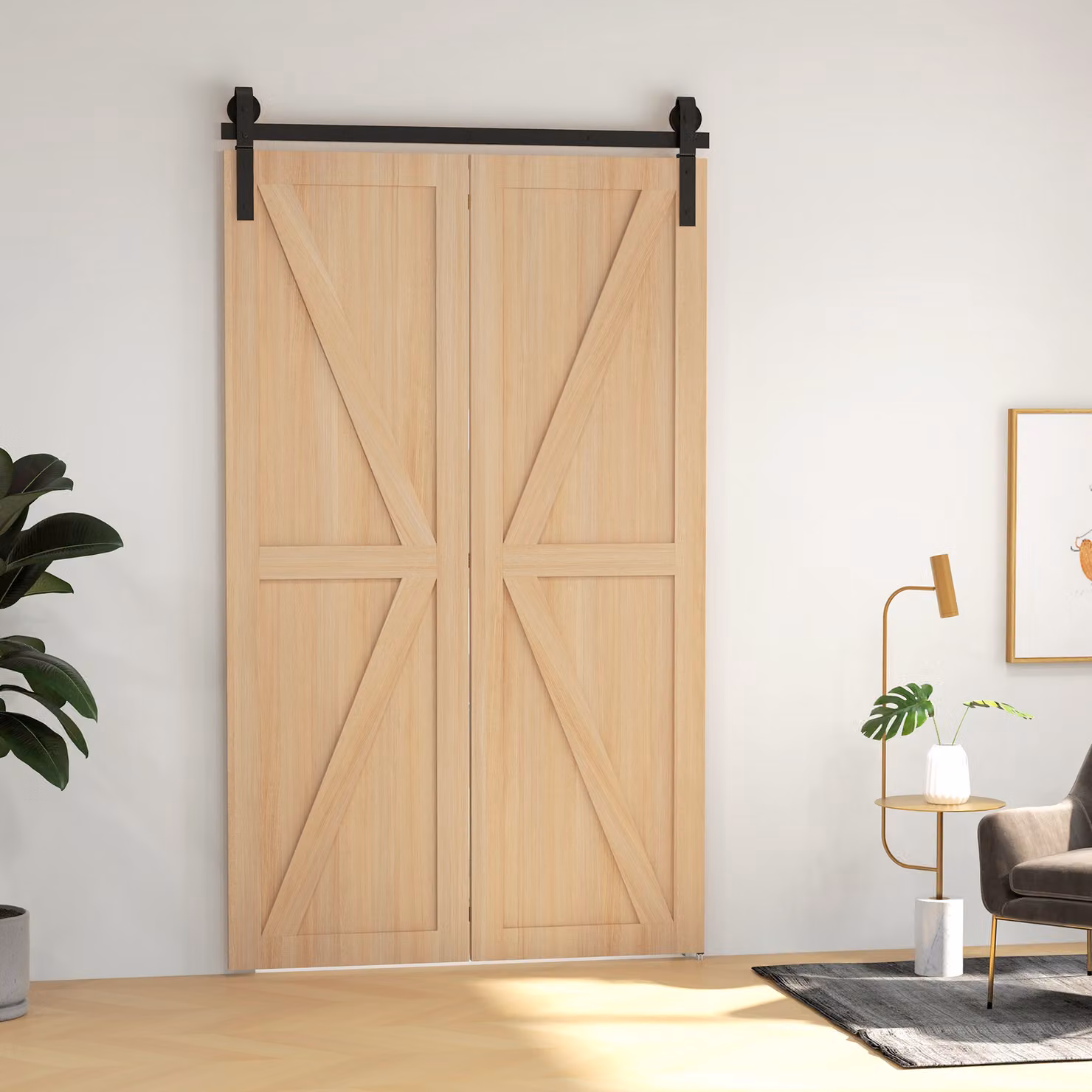 Kit per porta scorrevole pieghevole HOMCOM in acciaio al carbonio nero L: 122 cm, P: 0,55 cm, H: 0,4 cm – 2