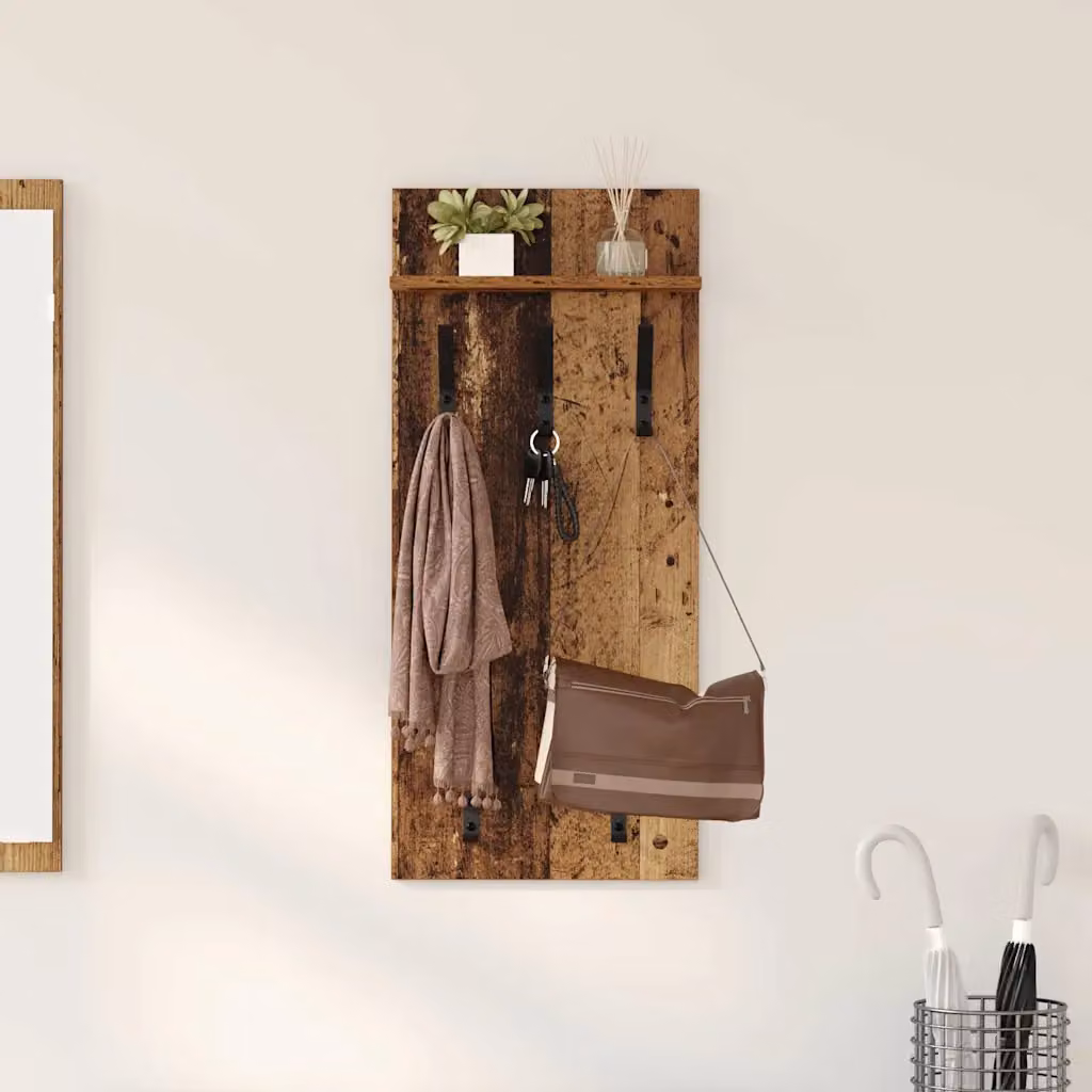 Appendiabiti a muro vidaXL in legno vecchio marrone L 40 cm x P 10 cm x H 90 cm