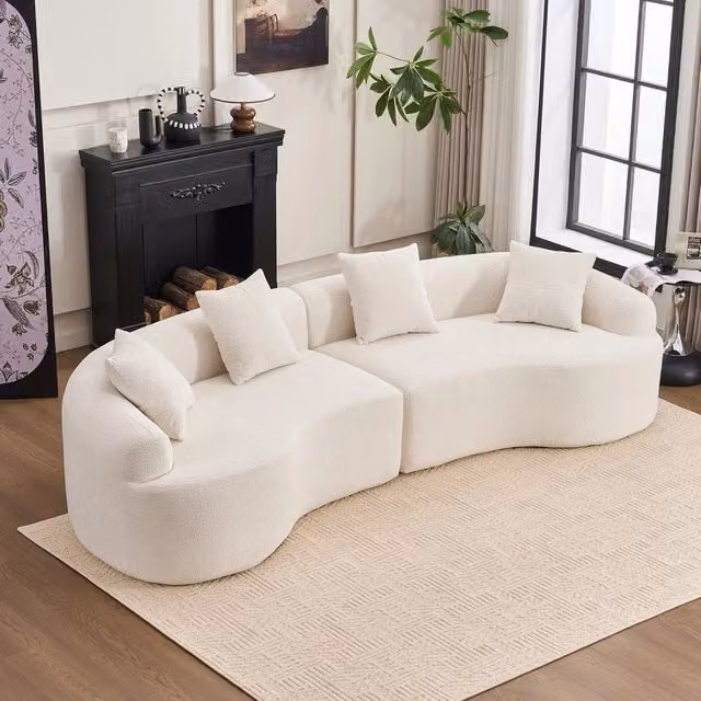 Divano 4 posti ¨C Minimal ¨C Tessuto chenille grigio tortora, 260x160x85cm