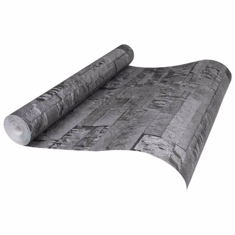 vidaXL Carta da Parati Effetto Pietra 3D in Tessuto Non Tessuto, Colore Nero e Grigio, 10 x 0,53 m