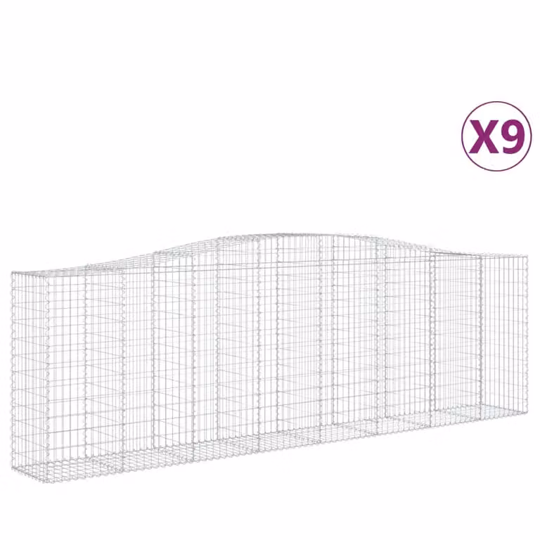 Cesti Gabbioni ad Arco 9 pz 400x50x120/140 cm Ferro Zincato